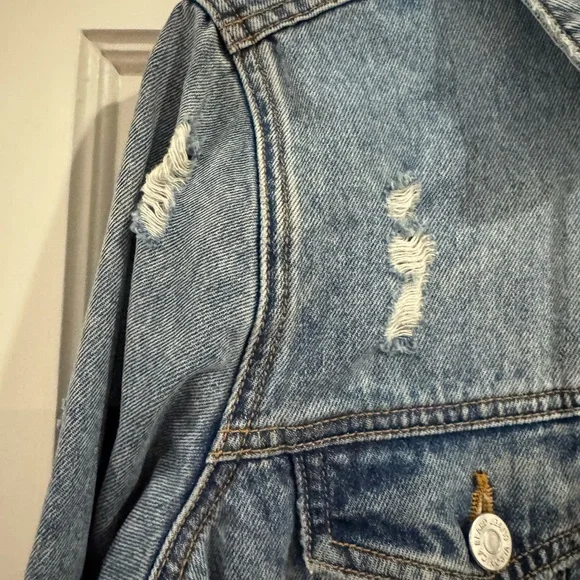 Veronica Beard Blue Denim Jacket with Gray Hoodie - Picture 3 of 7